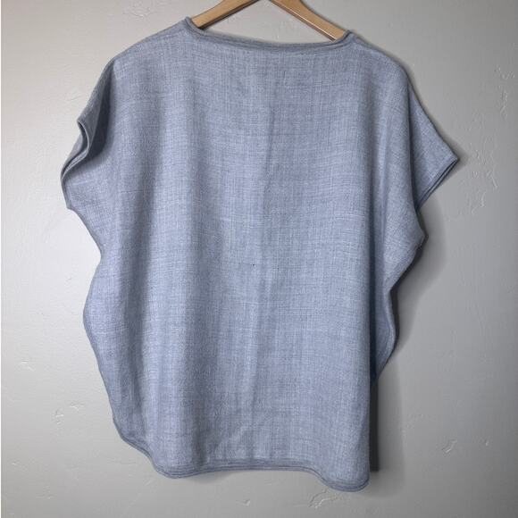Cuyana Alpaca Gray Boat Neck High Low Top Boxy Oversized Cap Sleeve Petite - Picture 6 of 7